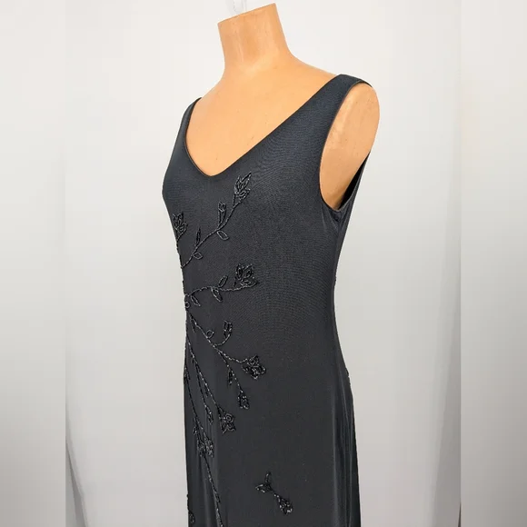 Vintage Y2K Stenay Mesh Beaded Black Evening Dress Size Large Cocktail Formal - Picture 7 of 14